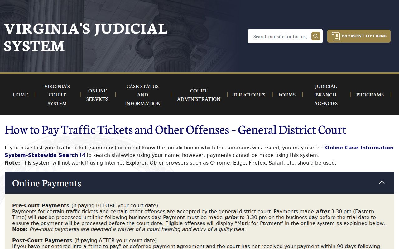 Scott County traffic warrant payment route, Virginia court search and payment instructions