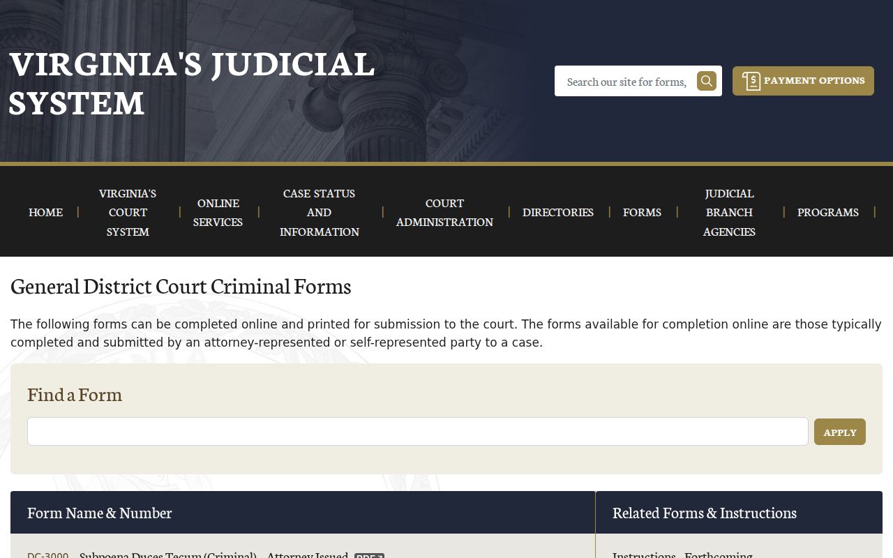 Scott County arrest warrant records reference, Virginia General District Court criminal forms