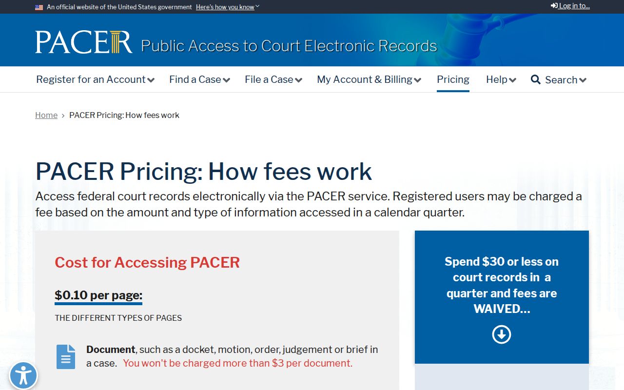 Scott County warrant search distinction, federal PACER case-record pricing interface