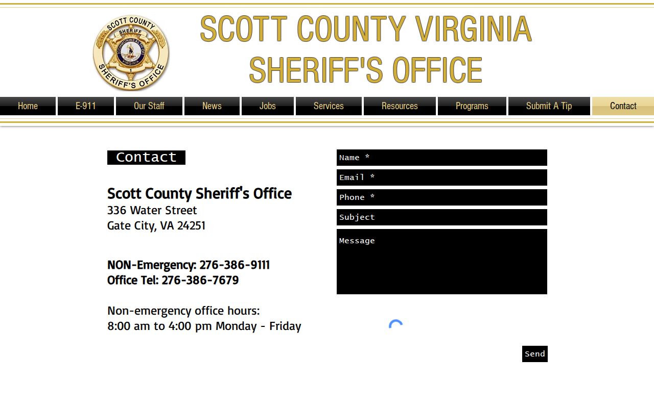 Scott County warrant records contact, Sheriff’s Office number and office details